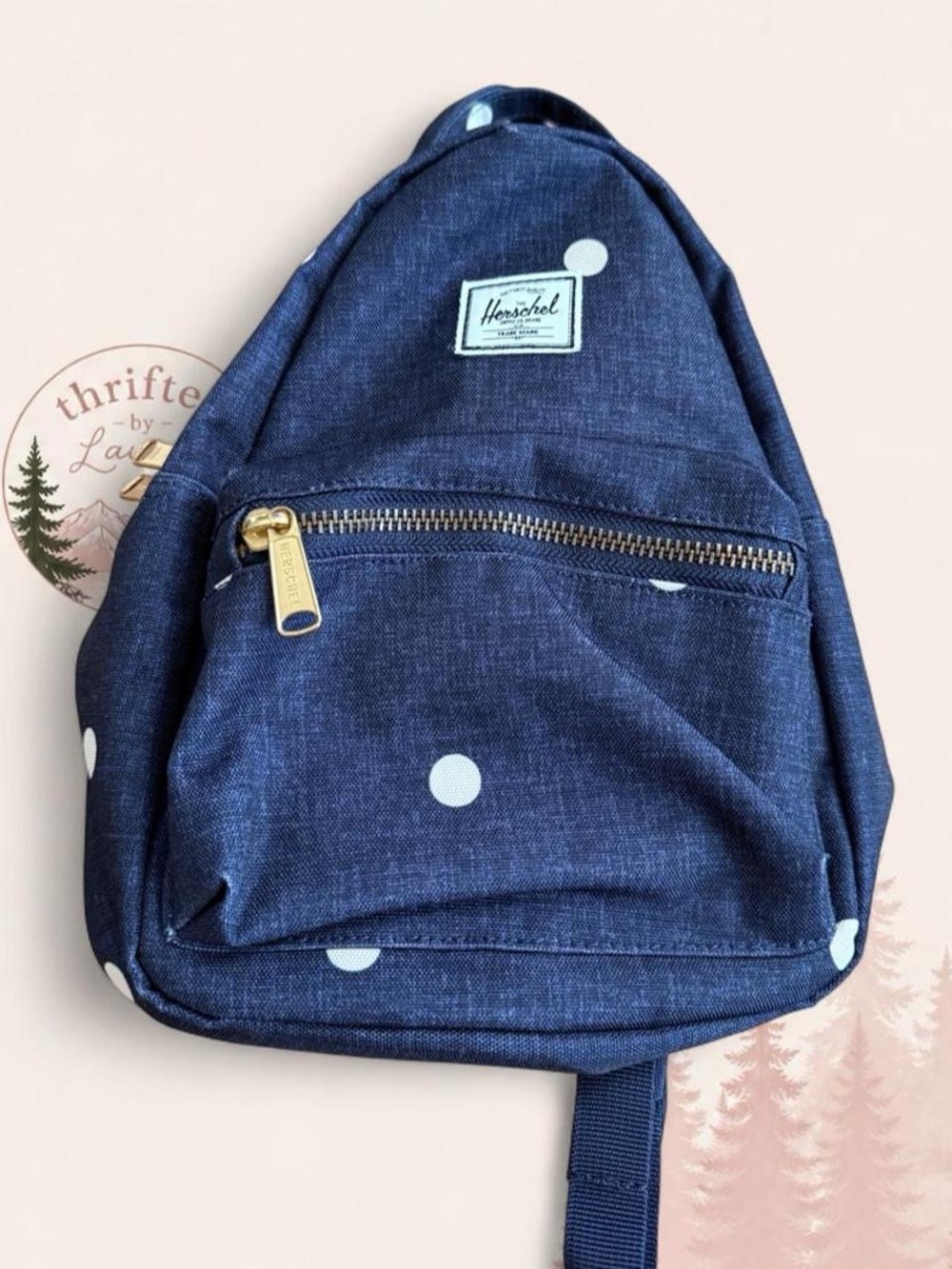 Herschel Navy Polka Dot Canvas Backpack